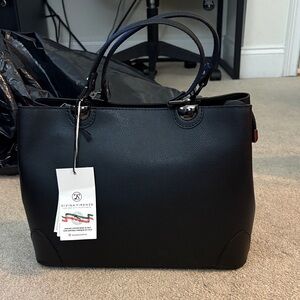 Divina Firenze Black Leather Tote Bag